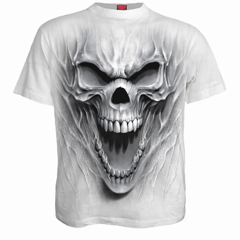 BEAST WITHIN - T-Shirt White-- Notch Collar Peter Pan Collar Cowl Neck