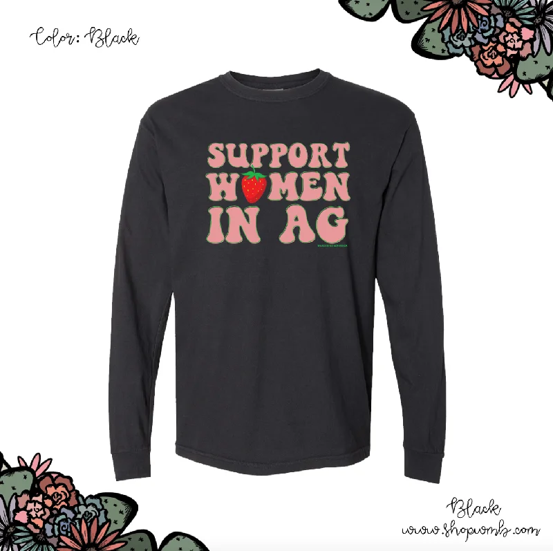 Strawberry Support Women In Ag LONG SLEEVE T-Shirt (S-3XL) - Multiple Colors!-- Zippered Front Buttoned Front Snap Front Strawberry Support Women In Ag LONG SLEEVE T-Shirt (S-3XL) - Multiple Colors!-- Zippered Front Buttoned Front Snap Front