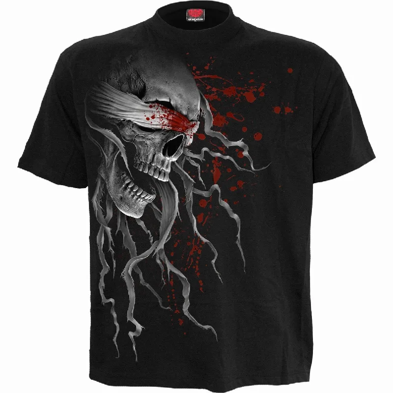 BLIND FAITH - Front Print T-Shirt Black-- Wool Fabric Cashmere Fabric Tweed Fabric