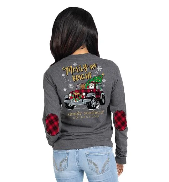 Simply Southern SS LS-MERRY-DKHTHGRY Long Sleeve Ladies T-Shirt-- Iron Safe Non-Iron Wrinkle Free Simply Southern SS LS-MERRY-DKHTHGRY Long Sleeve Ladies T-Shirt-- Iron Safe Non-Iron Wrinkle Free