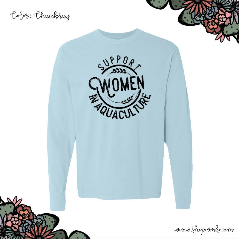 Support Women In Aquaculture LONG SLEEVE T-Shirt (S-3XL) - Multiple Colors!-- Collared Crew Neck Turtle Neck Support Women In Aquaculture LONG SLEEVE T-Shirt (S-3XL) - Multiple Colors!-- Collared Crew Neck Turtle Neck