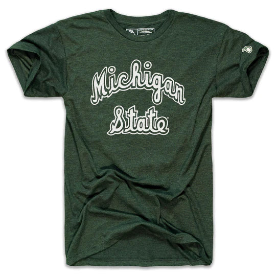 Michigan State Full Script T-shirt-- Real Fur Shearling Chenille
