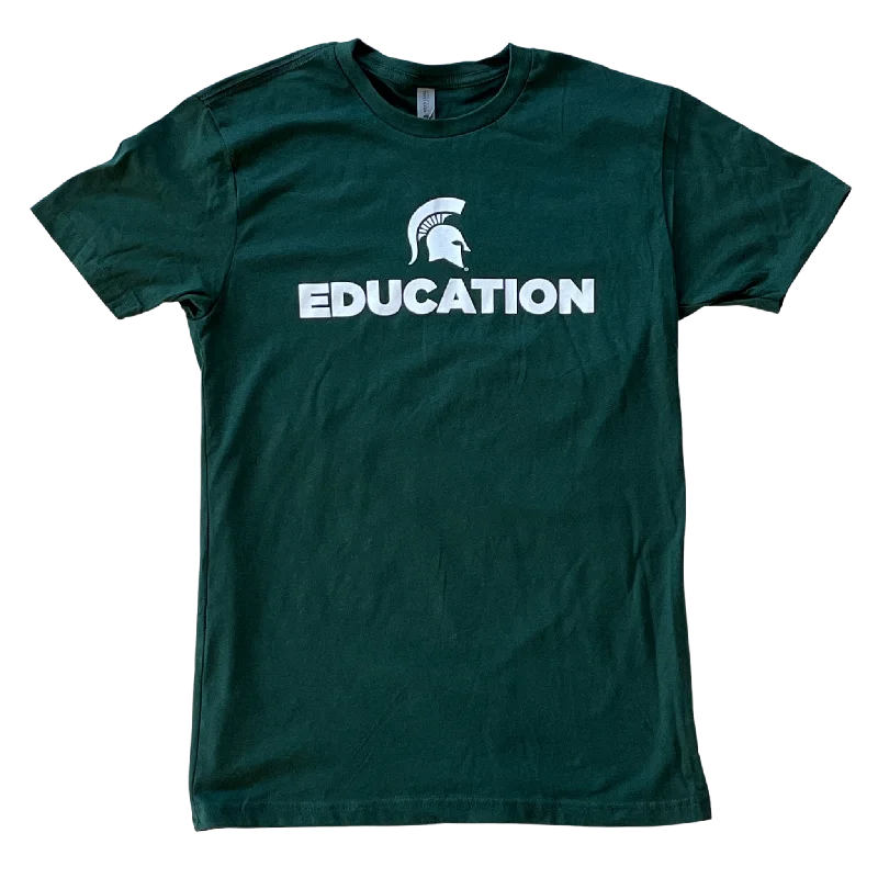 College of Education "Education" Unisex Green Short Sleeve T-Shirt-- Solid Color Striped Floral College of Education "Education" Unisex Green Short Sleeve T-Shirt-- Solid Color Striped Floral