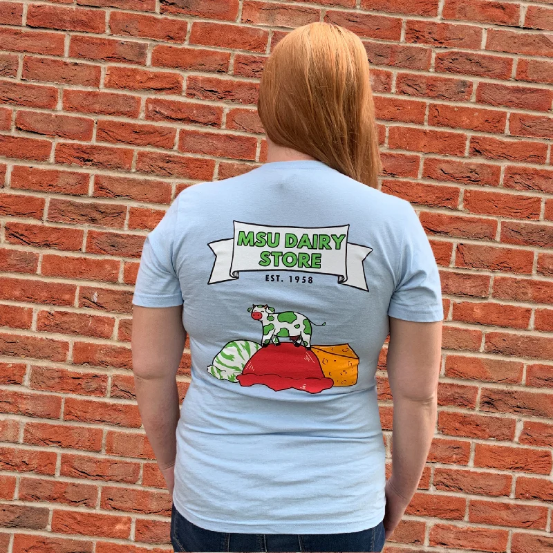 MSU Dairy Store T-shirt-- Hooded Caped Shawl Collar