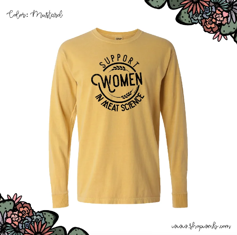 Support Women In Meat Science LONG SLEEVE T-Shirt (S-3XL) - Multiple Colors!-- Welt Pockets Slit Pockets Flap Pockets