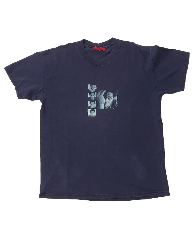 1996 Ari Marcopoulos x Jean Michel Basquiat Navy T Shirt-- Asymmetrical Pockets Print
