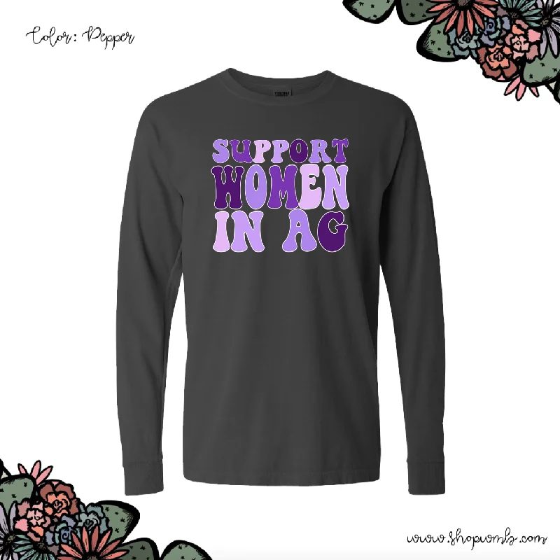 Purple Support Women In AG LONG SLEEVE T-Shirt (S-3XL) - Multiple Colors!-- Welt Pockets Slit Pockets Flap Pockets Purple Support Women In AG LONG SLEEVE T-Shirt (S-3XL) - Multiple Colors!-- Welt Pockets Slit Pockets Flap Pockets