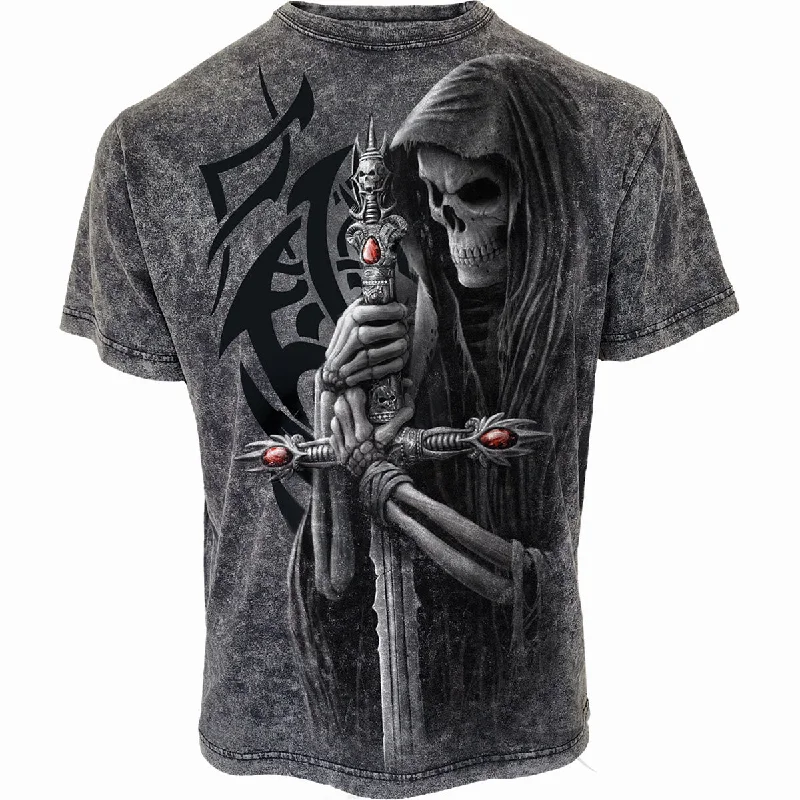 SOUL SEARCHER - Acid Wash T-Shirt-- Chenille Fabric Brocade Fabric Lace Fabric