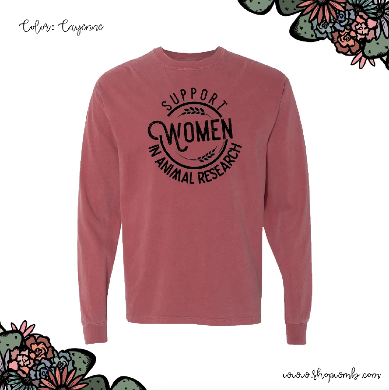 Support Women In Animal Research LONG SLEEVE T-Shirt (S-3XL) - Multiple Colors!-- Notch Collar Peter Pan Collar Cowl Neck