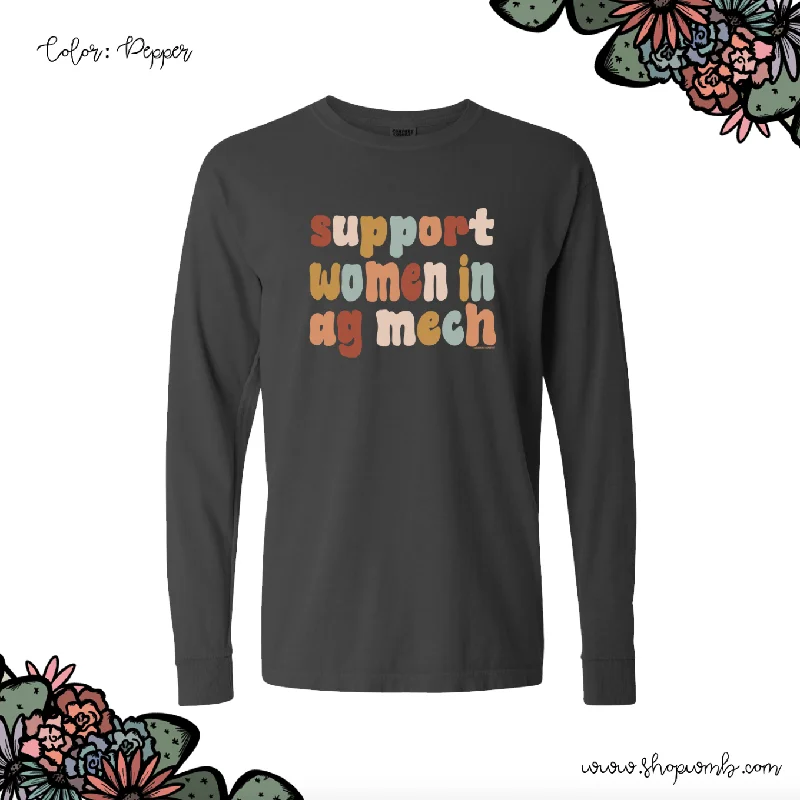 Boho Support Women In Ag Mech LONG SLEEVE T-Shirt (S-3XL) - Multiple Colors!-- Collared Crew Neck Turtle Neck Boho Support Women In Ag Mech LONG SLEEVE T-Shirt (S-3XL) - Multiple Colors!-- Collared Crew Neck Turtle Neck
