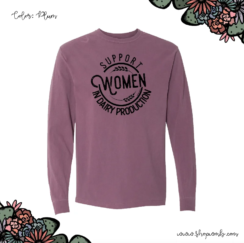 Support Women In Dairy Production LONG SLEEVE T-Shirt (S-3XL) - Multiple Colors!-- Solid Print Embellished Support Women In Dairy Production LONG SLEEVE T-Shirt (S-3XL) - Multiple Colors!-- Solid Print Embellished