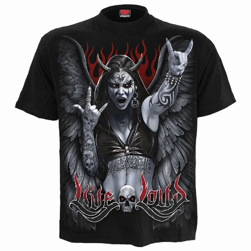 ROCK LOUD - T-Shirt Black-- Silk Blend Satin Velvet