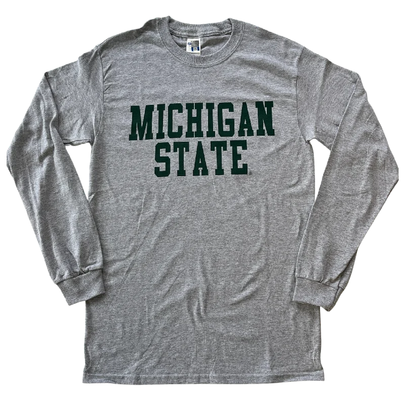 Michigan State Gray Long Sleeve T-shirt-- Modern Contemporary Chic