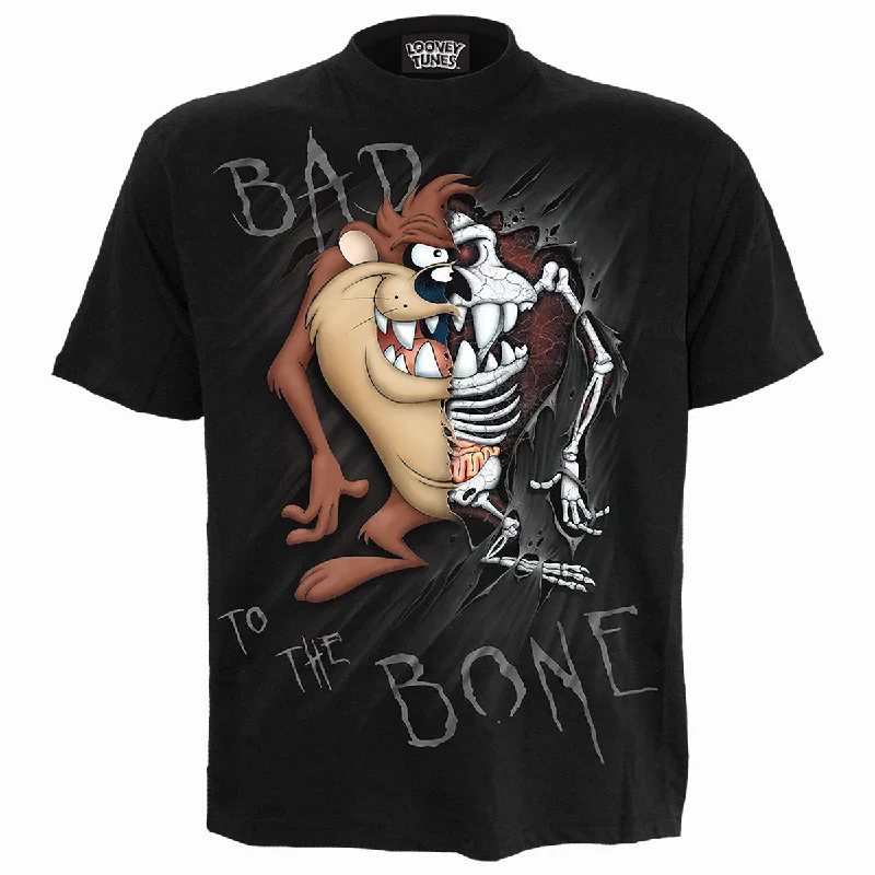 TAZ - BAD 2 D BONE - Front Print T-Shirt Black-- Boxy Fit Fitted Loose