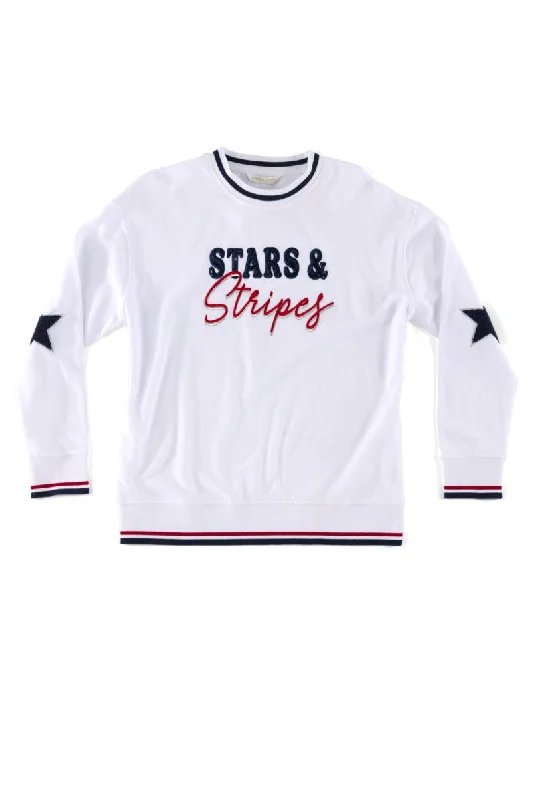 Shiraleah SL 04-88-464WH Stars & Stripes Swatshirt XL-- Beaded Sequined Faux Fur
