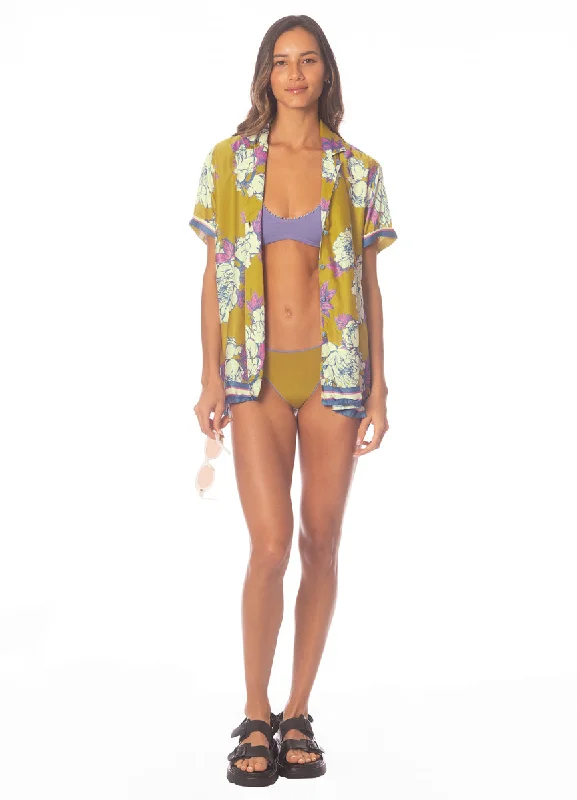 Maaji Olive Fiore Meissa Long Shirt-- Ribbed Striped Patterned