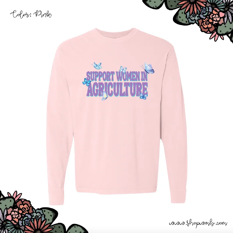 Butterfly Support Women In Agriculture LONG SLEEVE T-Shirt (S-3XL) - Multiple Colors!-- Solid Print Embellished Butterfly Support Women In Agriculture LONG SLEEVE T-Shirt (S-3XL) - Multiple Colors!-- Solid Print Embellished