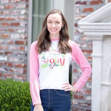 The Royal Standard TRS Women's Tis The Season Raglan T-Shirt Heatherland White/Pink/Green-- Asymmetrical Pockets Print The Royal Standard TRS Women's Tis The Season Raglan T-Shirt Heatherland White/Pink/Green-- Asymmetrical Pockets Print