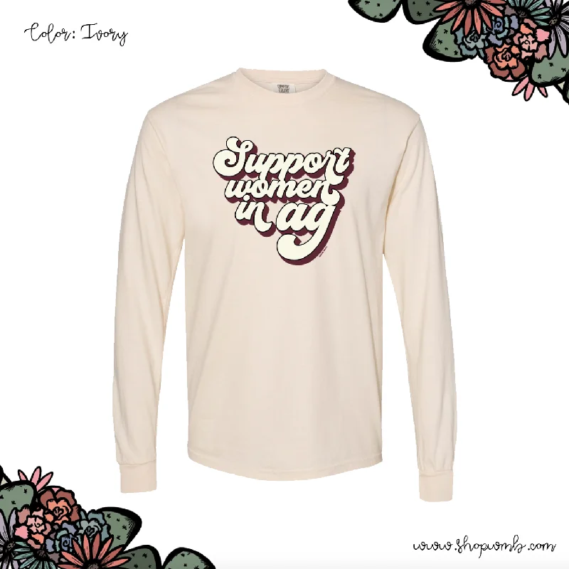 Retro Support Women In Ag Maroon LONG SLEEVE T-Shirt (S-3XL) - Multiple Colors!-- Handmade Hand-knitted Hand-woven Retro Support Women In Ag Maroon LONG SLEEVE T-Shirt (S-3XL) - Multiple Colors!-- Handmade Hand-knitted Hand-woven