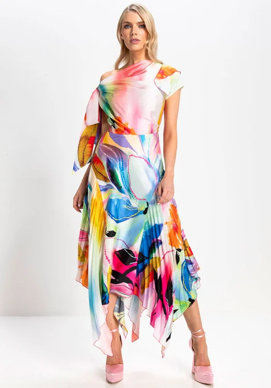 Kevan Jon Emilia Asymmetric Pleated Dress, Multi-Coloured Tunics Winter warm