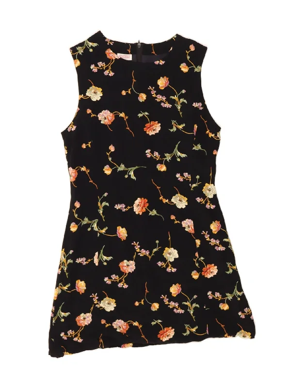 STEFANEL Womens Sleeveless A-Line Dress UK 12 Medium Black Floral Tunics Trendy modern STEFANEL Womens Sleeveless A-Line Dress UK 12 Medium Black Floral Tunics Trendy modern