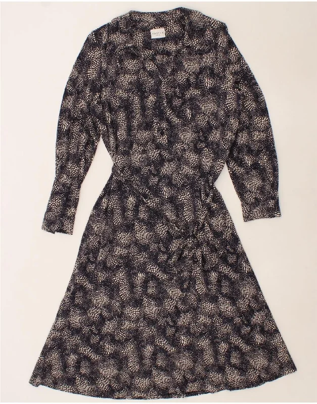 EASTEX Womens Long Sleeve A-Line Dress UK 10 Small Navy Blue Spotted Tunics Timeless classic