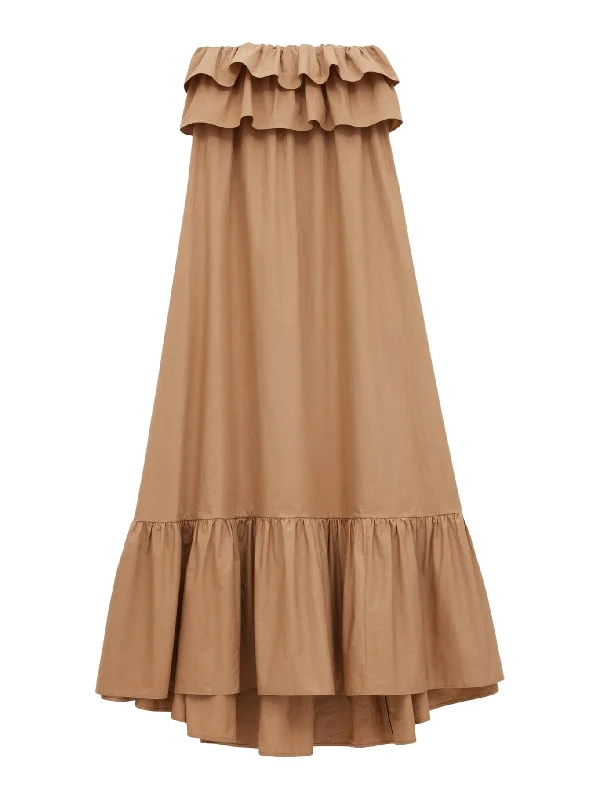 COTTON SAIA RUFFLED DRESS Cowl Neckline Elegant