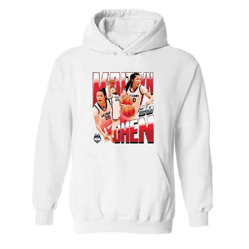 UConn - NCAA Women's Basketball : Kaitlyn Chen - Player Collage Hooded Sweatshirt Hoodie with Distressed Vintage Worn UConn - NCAA Women's Basketball : Kaitlyn Chen - Player Collage Hooded Sweatshirt Hoodie with Distressed Vintage Worn