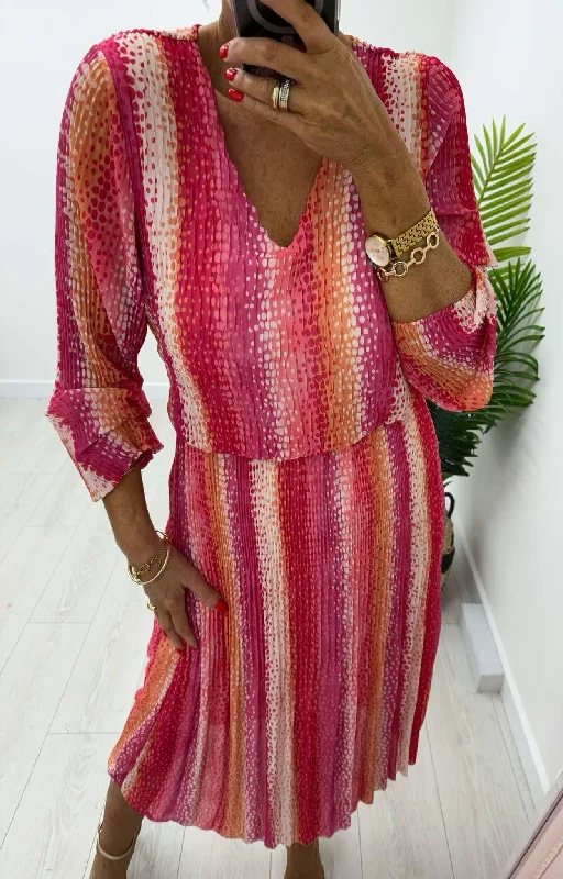 FRAN DRESS PINK PRINT Tunics Luxurious high-end