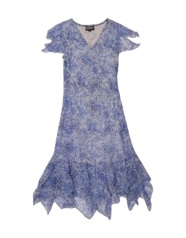 VINTAGE Womens Asymmetrical Dress UK 12 Medium Blue Paisley Polyester Tunic Top Casual VINTAGE Womens Asymmetrical Dress UK 12 Medium Blue Paisley Polyester Tunic Top Casual