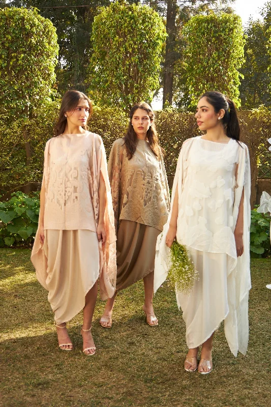 Slip Easy Dress With Organza Cape - Fairy White Tunics Top rated