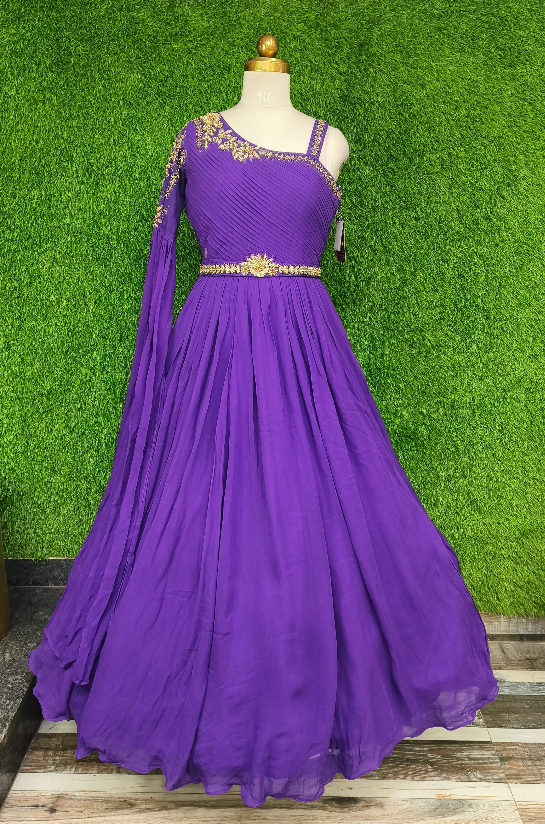 Beautiful Indowestern Side Shoulder Designer Dress With Long Duppatta Sleeve in Purple Tunics Sophisticated sleek Beautiful Indowestern Side Shoulder Designer Dress With Long Duppatta Sleeve in Purple Tunics Sophisticated sleek