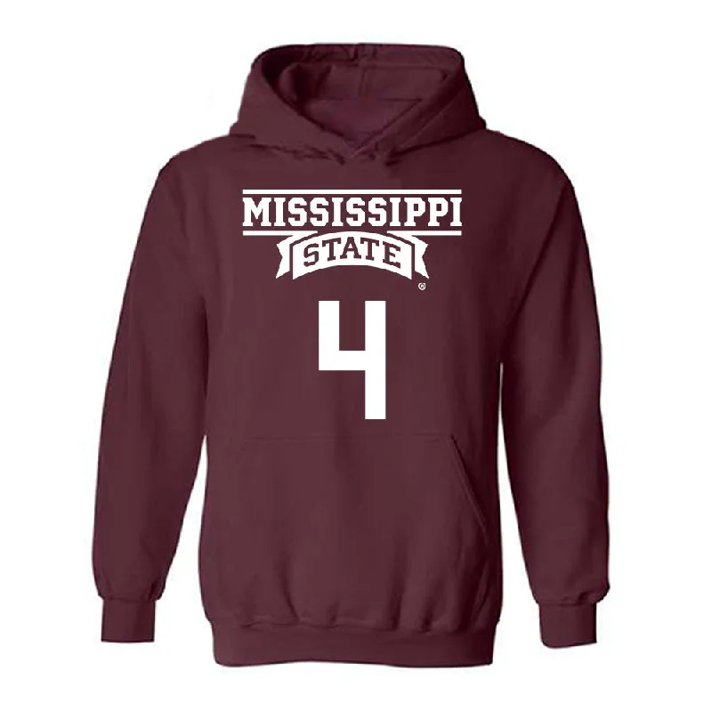 Mississippi State - NCAA Women's Basketball : Jessika Carter - Classic Shersey Hooded Sweatshirt Hoodie with Hem Embroidery Detailed Premium Mississippi State - NCAA Women's Basketball : Jessika Carter - Classic Shersey Hooded Sweatshirt Hoodie with Hem Embroidery Detailed Premium