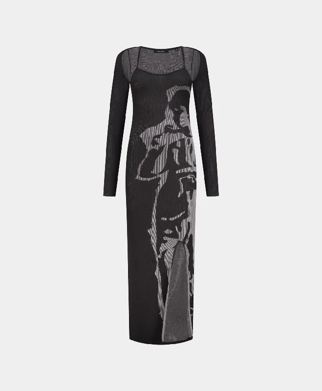 Ash Dark Grey Rimona Dress Tunics Mesh breathable