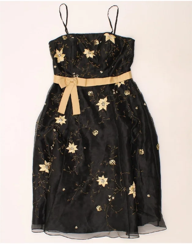 MAY QUEEN Womens Slip Dress UK 12 Medium Black Floral Polyester Tunics Essential wardrobe MAY QUEEN Womens Slip Dress UK 12 Medium Black Floral Polyester Tunics Essential wardrobe