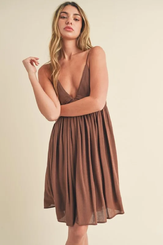 Aemi + Co Ruched Plunge Mini Cami Dress Tunics Handmade artisanal