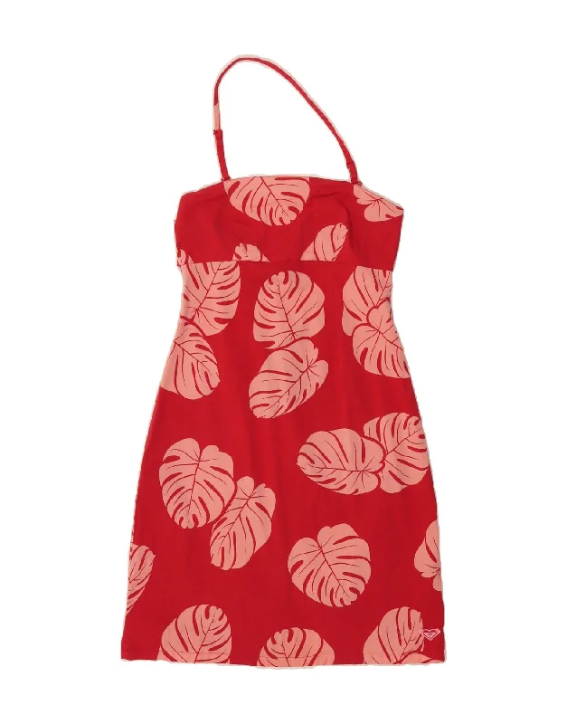ROXY Womens Abstract Pattern Halter Dress UK 4 XS Red Cotton sweetheart Neckline Romantic ROXY Womens Abstract Pattern Halter Dress UK 4 XS Red Cotton sweetheart Neckline Romantic