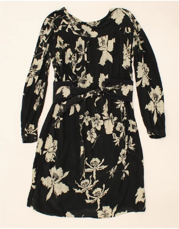ALBERTO ASPESI Womens Long Sleeve A-Line Dress IT 44 Medium Black Floral Tunics Cozy soft ALBERTO ASPESI Womens Long Sleeve A-Line Dress IT 44 Medium Black Floral Tunics Cozy soft