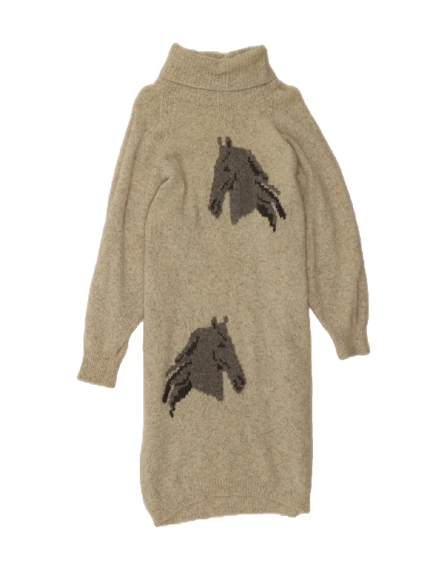 VINTAGE Womens Graphic Roll Neck Jumper Dress UK 14 Medium Grey Flecked Tunics Chic fashionable VINTAGE Womens Graphic Roll Neck Jumper Dress UK 14 Medium Grey Flecked Tunics Chic fashionable