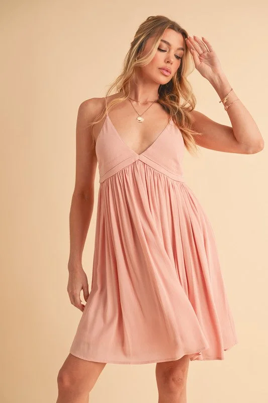 Aemi + Co Ruched Plunge Mini Cami Dress Tunics Custom made