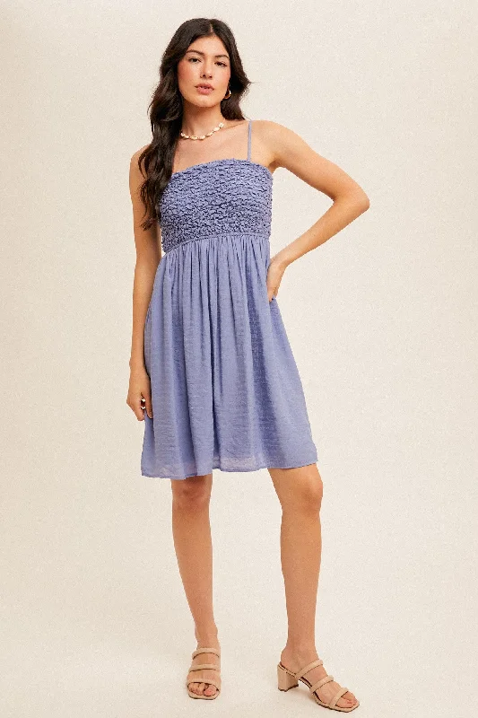 Periwinkle Textured Smocked Dress Tunics Gym athletic