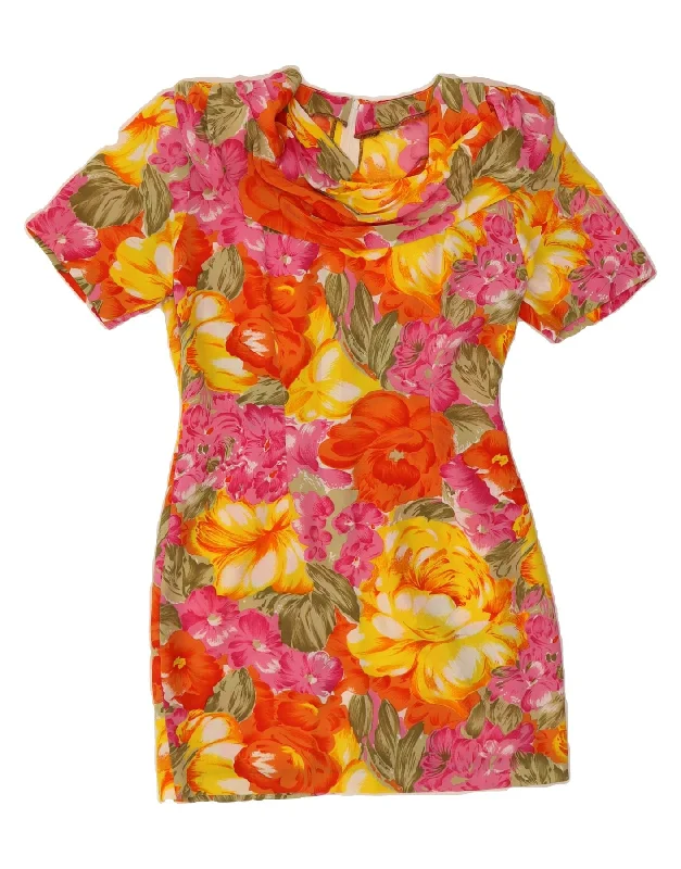 VINTAGE Womens Sheath Dress UK 10 Small Multicoloured Floral Tunics Polka dots