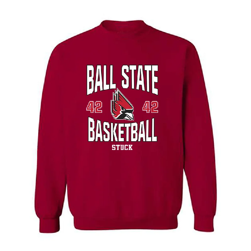 Ball State - NCAA Women's Basketball : Elise Stuck - Classic Fashion Shersey Crewneck Sweatshirt Hoodie with Patch Decorative Personalized Ball State - NCAA Women's Basketball : Elise Stuck - Classic Fashion Shersey Crewneck Sweatshirt Hoodie with Patch Decorative Personalized