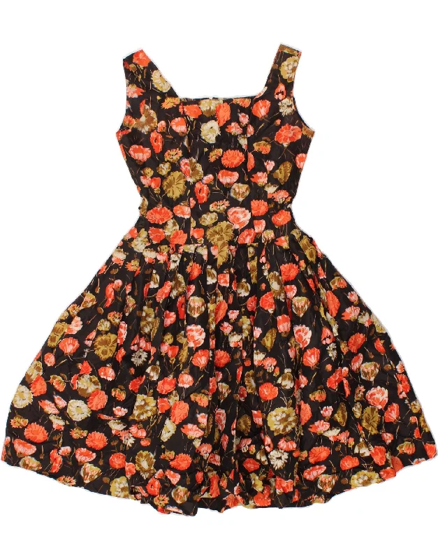 VINTAGE Womens Sleeveless A-Line Dress EU 38 Medium Black Floral Pencil Office Professional VINTAGE Womens Sleeveless A-Line Dress EU 38 Medium Black Floral Pencil Office Professional