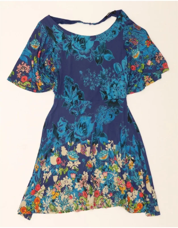 DESIGUAL Womens A-Line Dress UK 14 Large Navy Blue Floral Viscose Tunics Trendy modern DESIGUAL Womens A-Line Dress UK 14 Large Navy Blue Floral Viscose Tunics Trendy modern