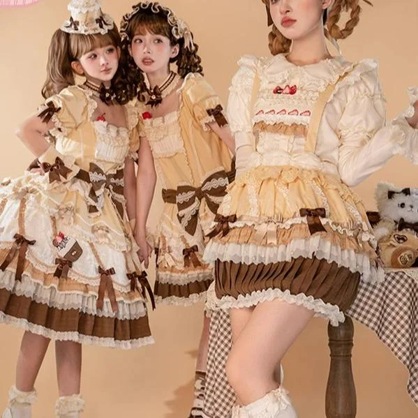 Mademoiselle Pearl~Cup Cake~Sweet Lolita OP Dress Kawaii Lolita JSK SK Tunics Stylish elegant Mademoiselle Pearl~Cup Cake~Sweet Lolita OP Dress Kawaii Lolita JSK SK Tunics Stylish elegant