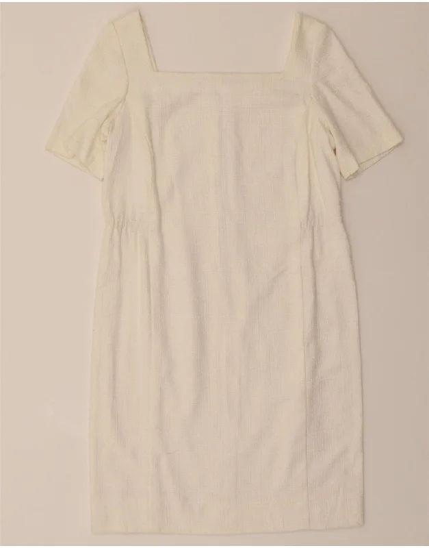 VINTAGE Womens Shift Dress UK 12 Medium White Tunics Party sparkling