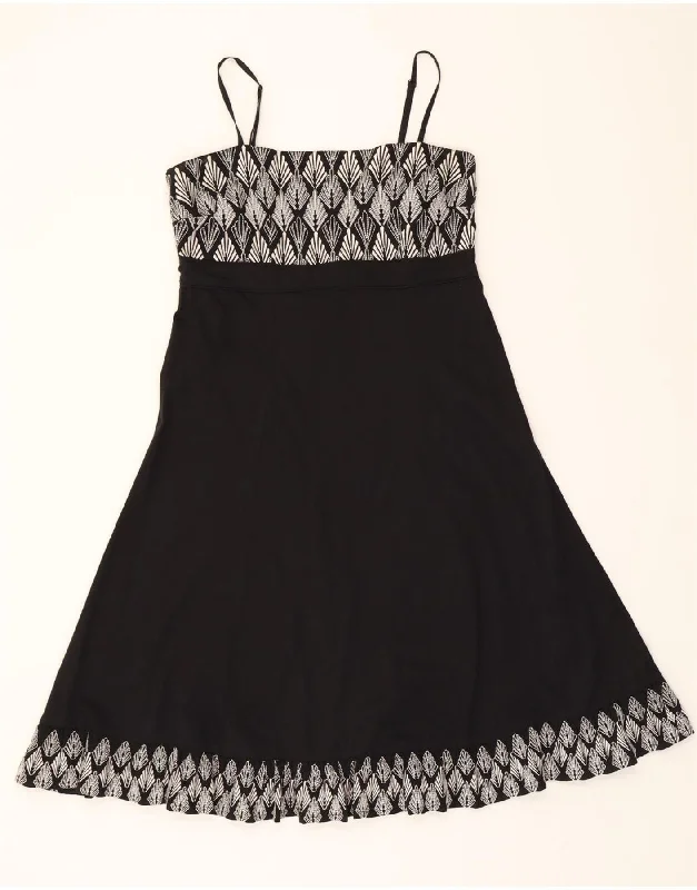 MONSOON Womens Sleeveless A-Line Dress UK 14 Large Black Ikat Cotton Cowl Neckline Elegant MONSOON Womens Sleeveless A-Line Dress UK 14 Large Black Ikat Cotton Cowl Neckline Elegant