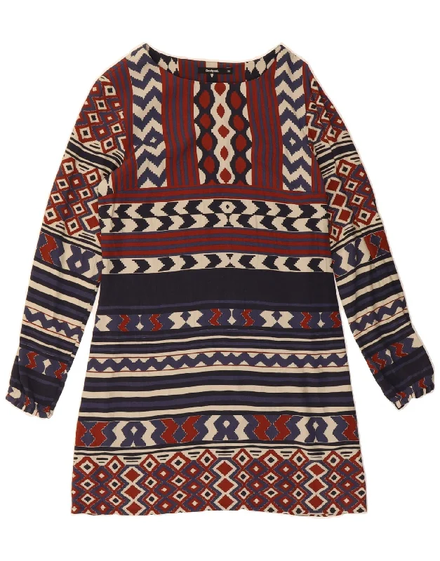 DESIGUAL Womens Long Sleeve Shift Dress EU 38 Medium Multicoloured Striped Tunics Fall fleece DESIGUAL Womens Long Sleeve Shift Dress EU 38 Medium Multicoloured Striped Tunics Fall fleece