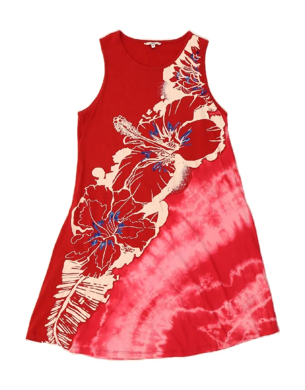 DESIGUAL Womens Sleeveless A-Line Dress UK 12 Medium Red Floral Cotton Tunics Vintage classic DESIGUAL Womens Sleeveless A-Line Dress UK 12 Medium Red Floral Cotton Tunics Vintage classic